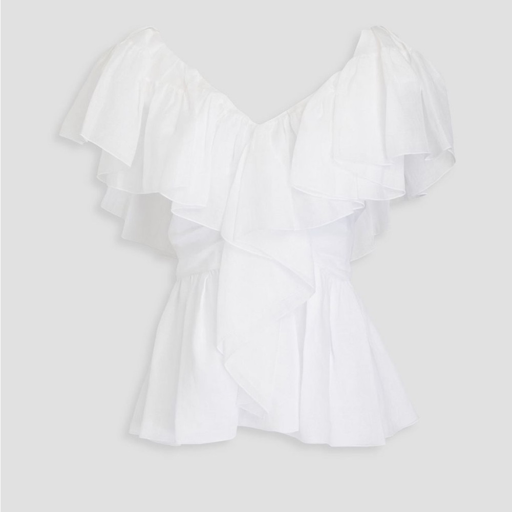 Chloé ruffled ramie blouse, size 36 (size 4 US)